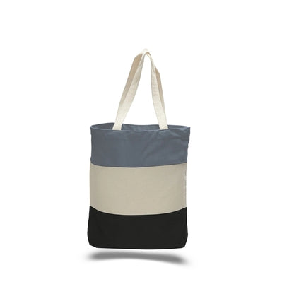 Wholesale Heavy Canvas Tote Bags w/ Gusset Tri-Color 15x15x3