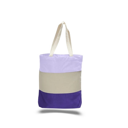 Wholesale Heavy Canvas Tote Bags w/ Gusset Tri-Color 15x15x3