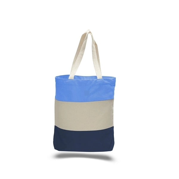 Wholesale Heavy Canvas Tote Bags w/ Gusset Tri-Color 15x15x3