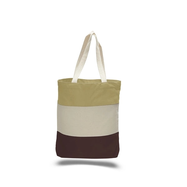Wholesale Heavy Canvas Tote Bags w/ Gusset Tri-Color 15x15x3