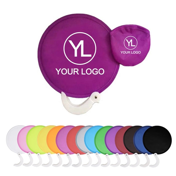 Collapsible Round Nylon Hand Fan With Custom Logo