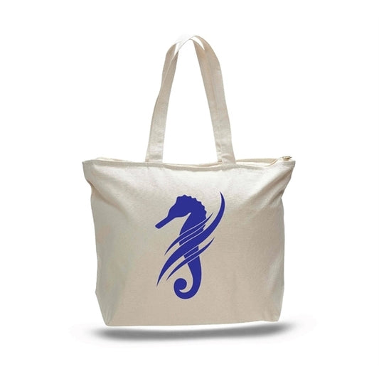 Canvas Zipper Tote Bag with Gusset (20 x 15 x 5)