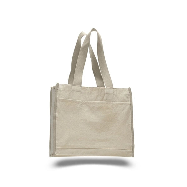 Heavy Canvas Tote Bag w/ Gusset & Colored Trim  (14x12x5.25)