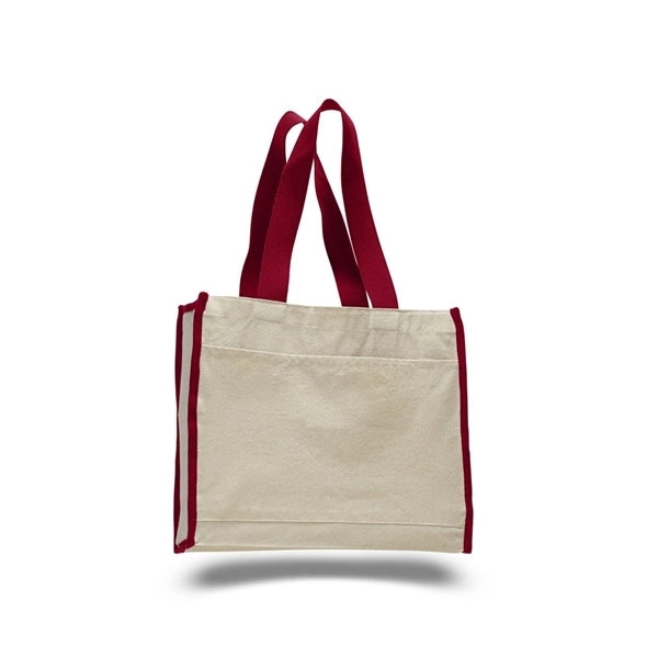 Heavy Canvas Tote Bag w/ Gusset & Colored Trim  (14x12x5.25)