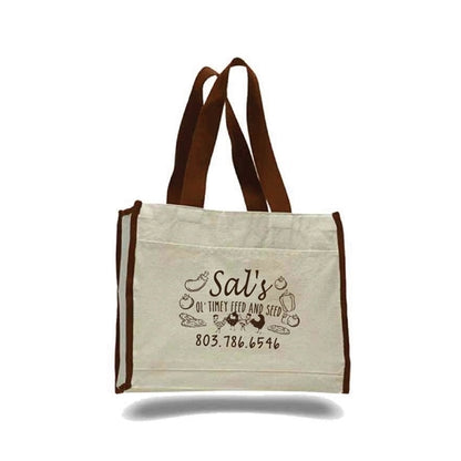 Heavy Canvas Tote Bag w/ Gusset & Colored Trim  (14x12x5.25)