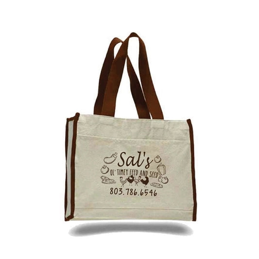 Heavy Canvas Tote Bag w/ Gusset & Colored Trim  (14x12x5.25)