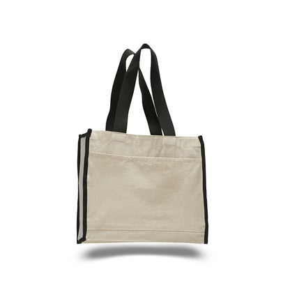 Heavy Canvas Tote Bag w/ Gusset & Colored Trim  (14x12x5.25)