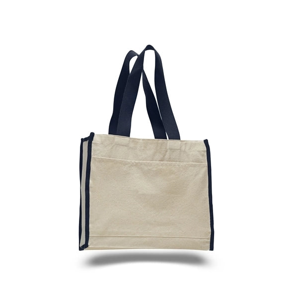 Heavy Canvas Tote Bag w/ Gusset & Colored Trim  (14x12x5.25)