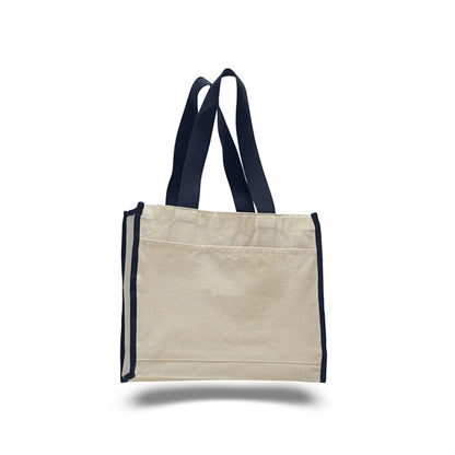 Heavy Canvas Tote Bag w/ Gusset & Colored Trim  (14x12x5.25)