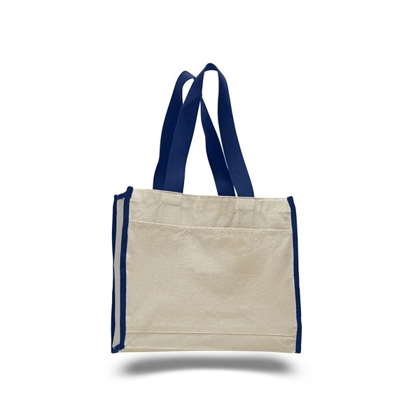Heavy Canvas Tote Bag w/ Gusset & Colored Trim  (14x12x5.25)
