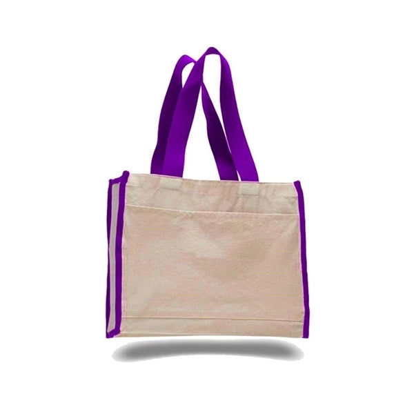 Heavy Canvas Tote Bag w/ Gusset & Colored Trim  (14x12x5.25)