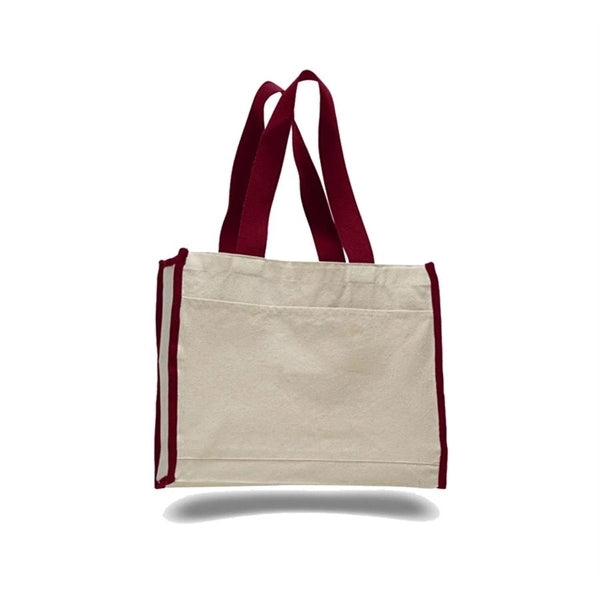 Heavy Canvas Tote Bag w/ Gusset & Colored Trim  (14x12x5.25)