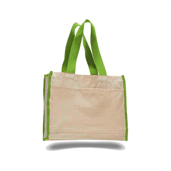 Heavy Canvas Tote Bag w/ Gusset & Colored Trim  (14x12x5.25)