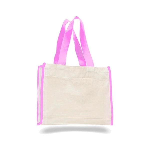 Heavy Canvas Tote Bag w/ Gusset & Colored Trim  (14x12x5.25)