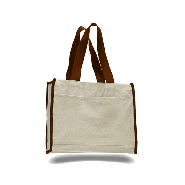 Heavy Canvas Tote Bag w/ Gusset & Colored Trim  (14x12x5.25)