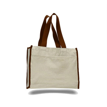 Heavy Canvas Tote Bag w/ Gusset & Colored Trim  (14x12x5.25)