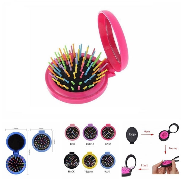 Travel Folding Hair Comb With Mirror