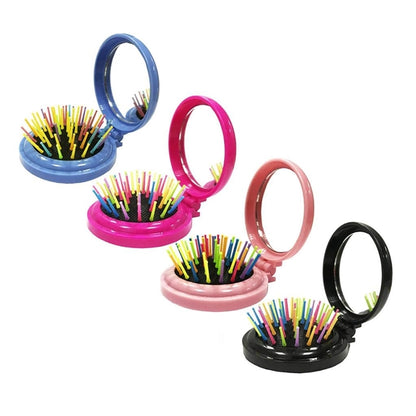 Travel Folding Hair Comb With Mirror