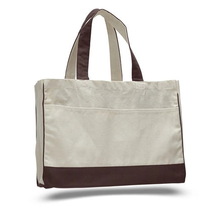 Cotton Canvas Tote Bag w Gusset & Inside Zipper Pocket 17x13