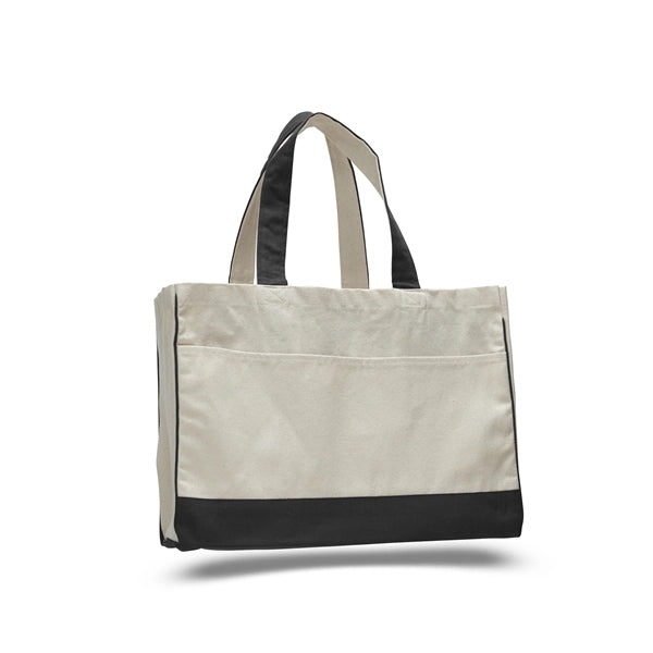 Cotton Canvas Tote Bag w Gusset & Inside Zipper Pocket 17x13