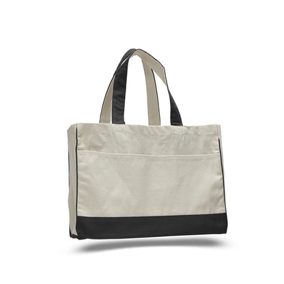Cotton Canvas Tote Bag w Gusset & Inside Zipper Pocket 17x13