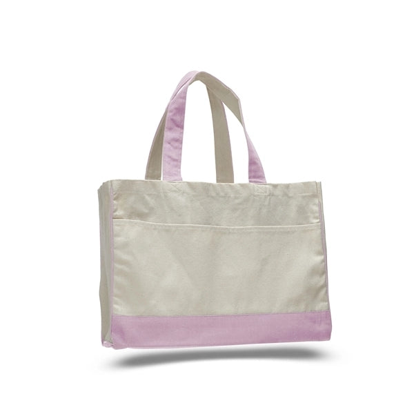 Cotton Canvas Tote Bag w Gusset & Inside Zipper Pocket 17x13