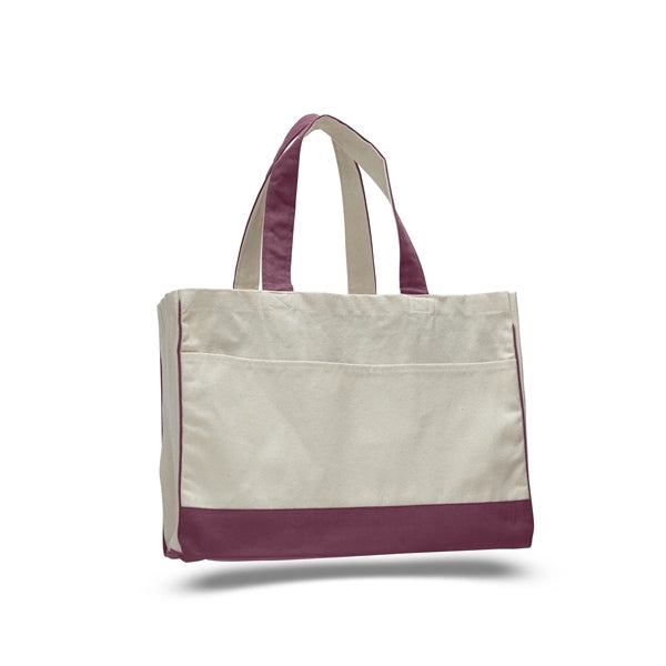 Cotton Canvas Tote Bag w Gusset & Inside Zipper Pocket 17x13