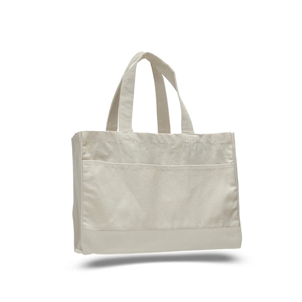 Cotton Canvas Tote Bag w Gusset & Inside Zipper Pocket 17x13