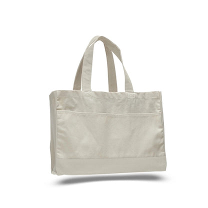 Cotton Canvas Tote Bag w Gusset & Inside Zipper Pocket 17x13