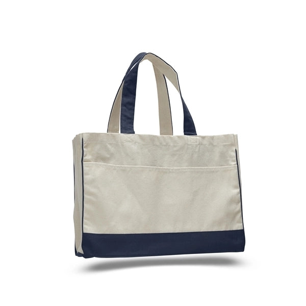 Cotton Canvas Tote Bag w Gusset & Inside Zipper Pocket 17x13