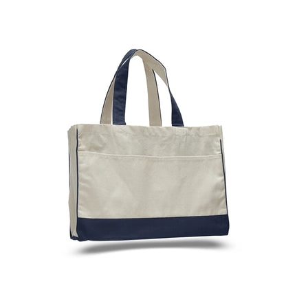 Cotton Canvas Tote Bag w Gusset & Inside Zipper Pocket 17x13