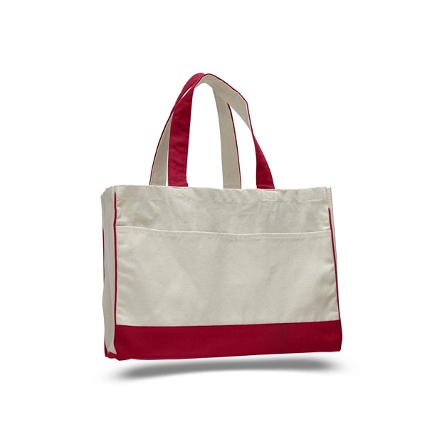 Cotton Canvas Tote Bag w Gusset & Inside Zipper Pocket 17x13