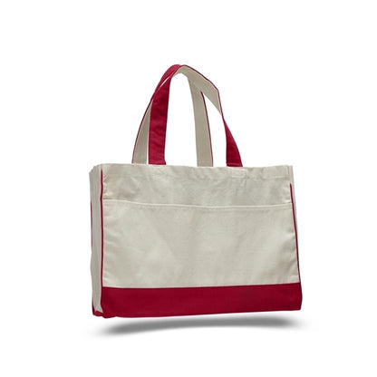 Cotton Canvas Tote Bag w Gusset & Inside Zipper Pocket 17x13