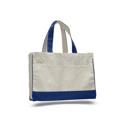 Cotton Canvas Tote Bag w Gusset & Inside Zipper Pocket 17x13