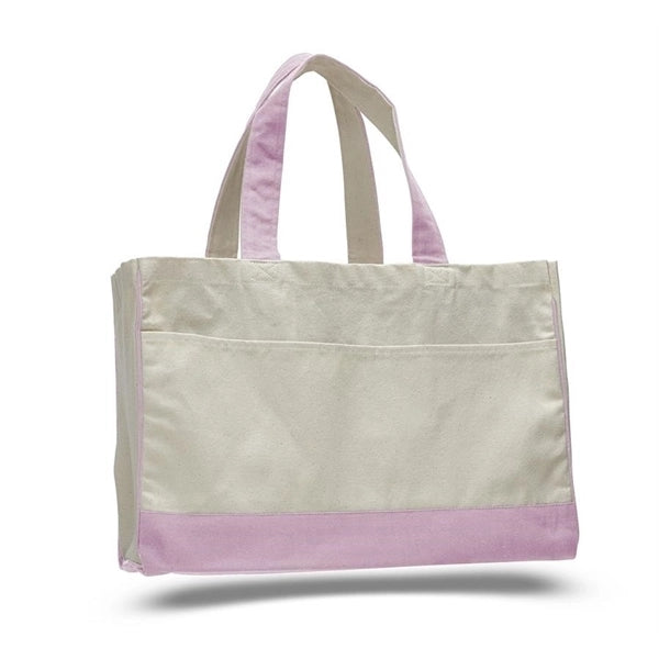 Cotton Canvas Tote Bag w Gusset & Inside Zipper Pocket 17x13
