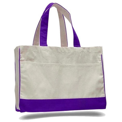Cotton Canvas Tote Bag w Gusset & Inside Zipper Pocket 17x13