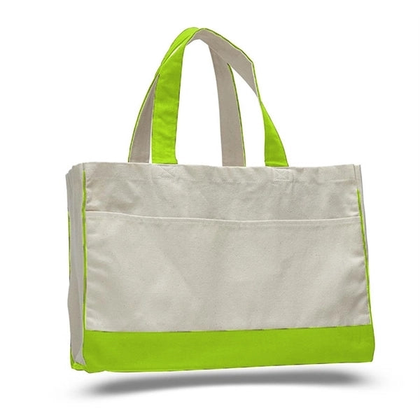 Cotton Canvas Tote Bag w Gusset & Inside Zipper Pocket 17x13