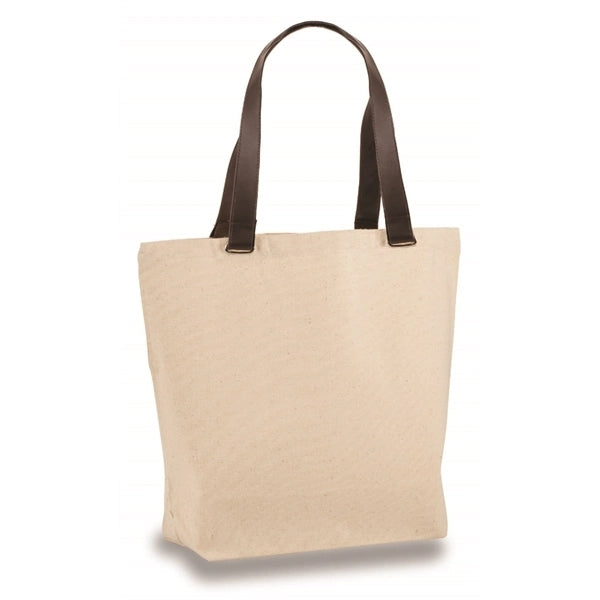 Faux Leather Handle Tote (16 x 14.5 x 5)