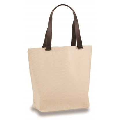 Faux Leather Handle Tote (16 x 14.5 x 5)