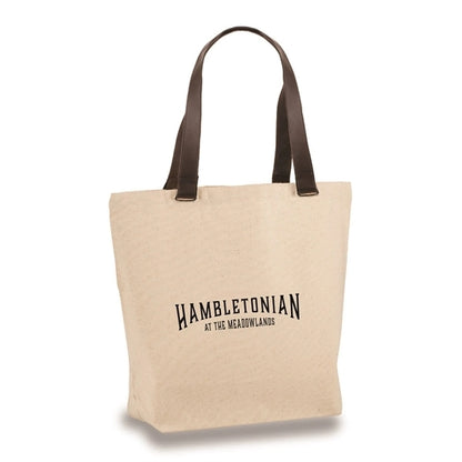 Faux Leather Handle Tote (16 x 14.5 x 5)