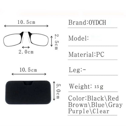 Legless Clamp Nose Reading Glasses With Case