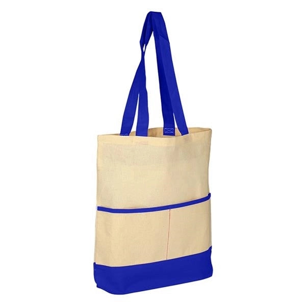 Color Accent Tote Bag with Front Pocket (14.5 x 17 x 3)
