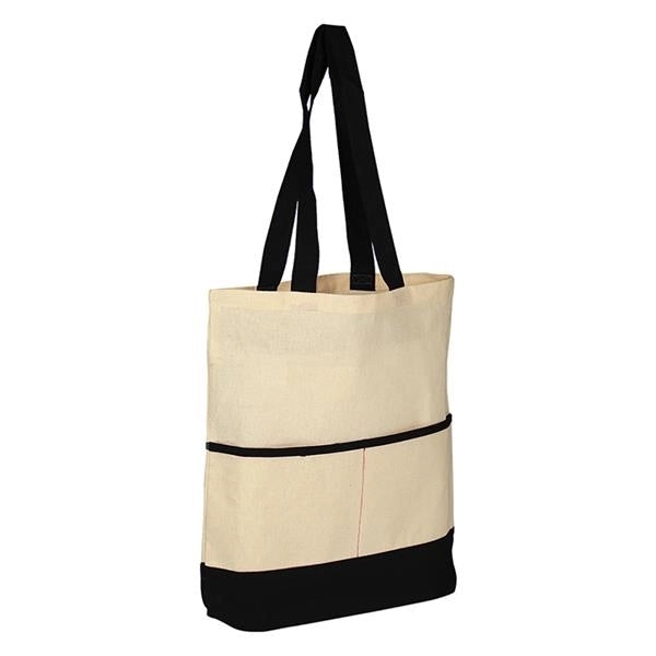 Color Accent Tote Bag with Front Pocket (14.5 x 17 x 3)