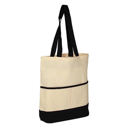 Color Accent Tote Bag with Front Pocket (14.5 x 17 x 3)