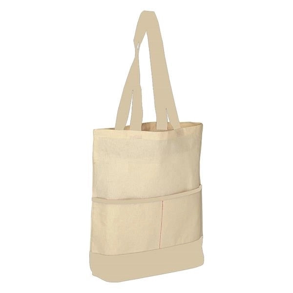Color Accent Tote Bag with Front Pocket (14.5 x 17 x 3)