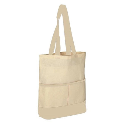 Color Accent Tote Bag with Front Pocket (14.5 x 17 x 3)