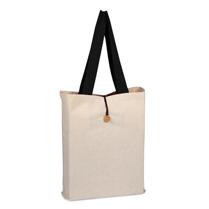 Button-Up Tote With Colored Handle (15 x 16 x 3)