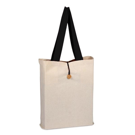 Button-Up Tote With Colored Handle (15 x 16 x 3)