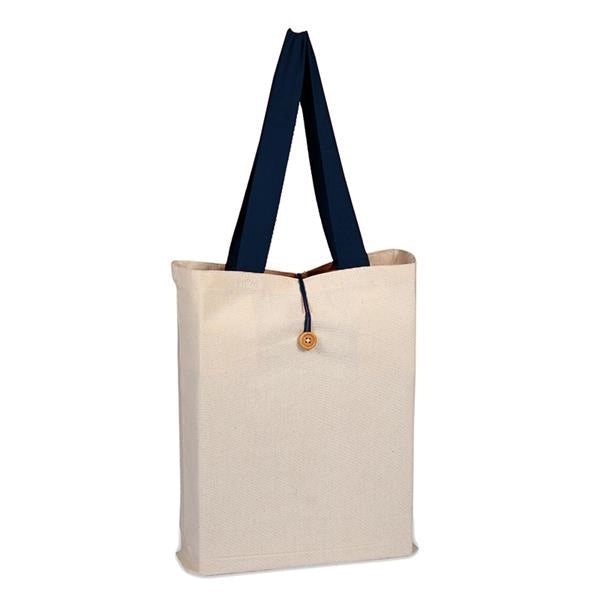 Button-Up Tote With Colored Handle (15 x 16 x 3)