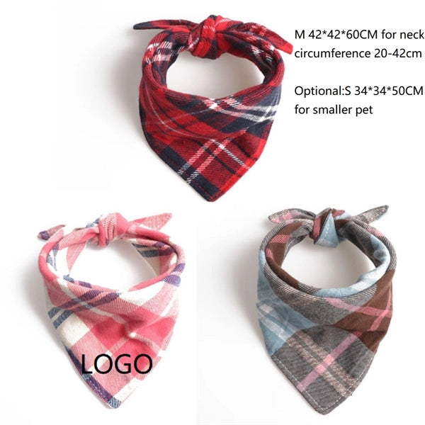 Plaid Dog Bandana Cotton Handkerchief Triangle Pets Scarf